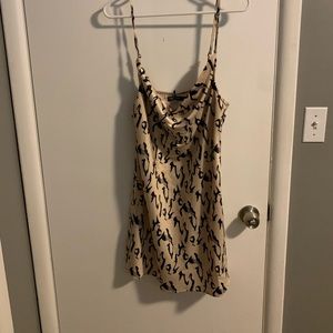 Cowl satin mini dress with black strips